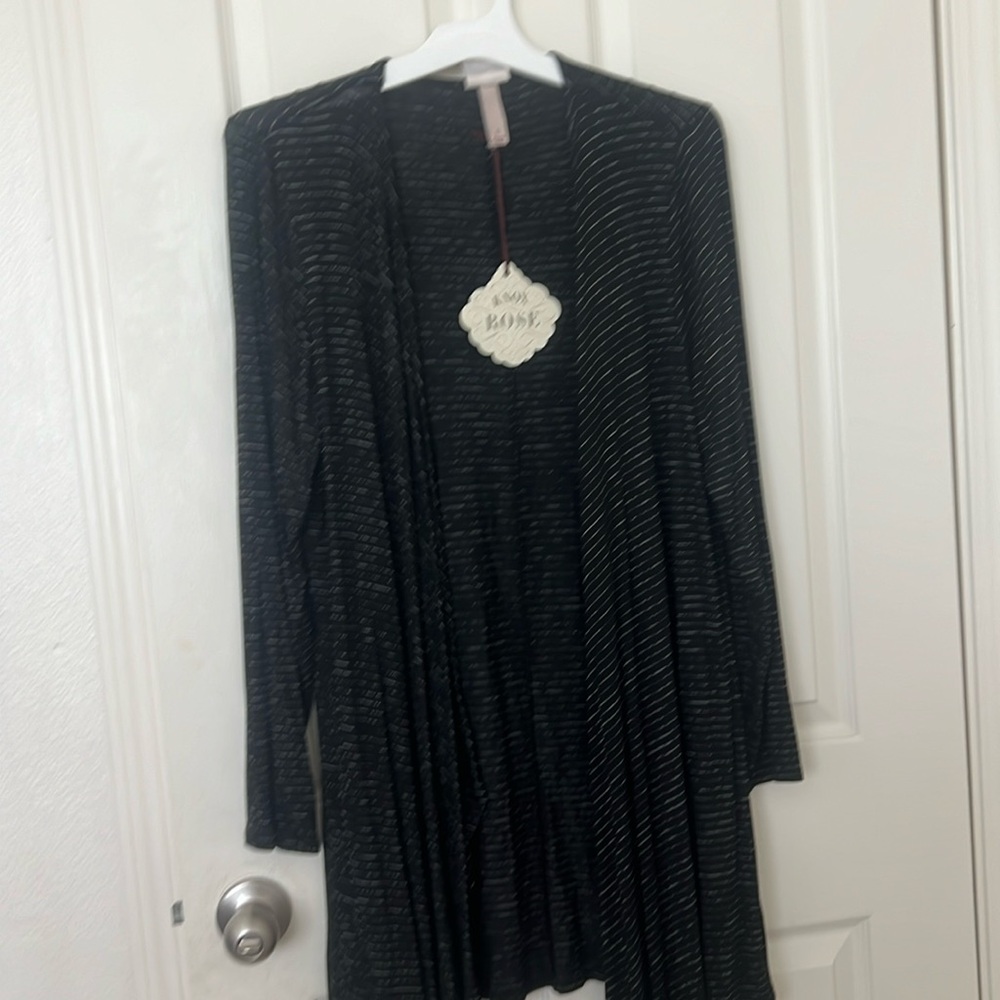 Pinstripe black Knox Rose flowy light weight knit cardigan